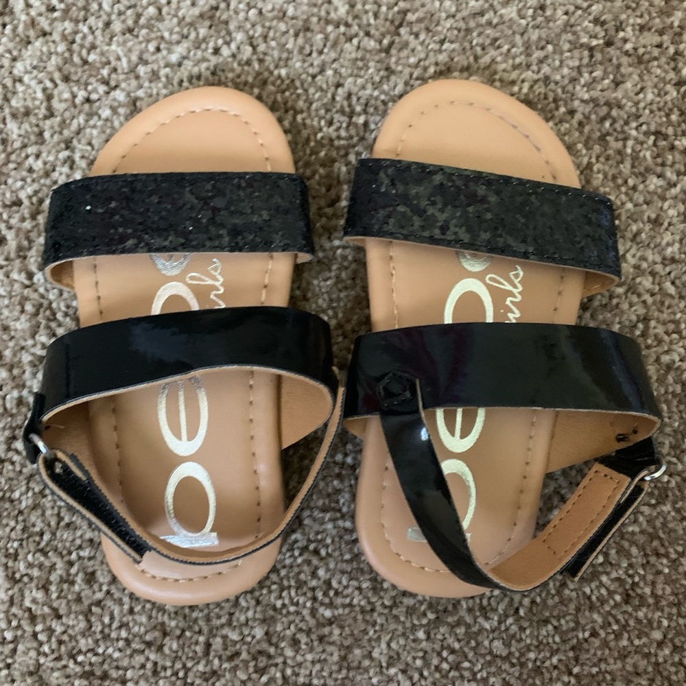 Black BEBE Glitter Sandals
